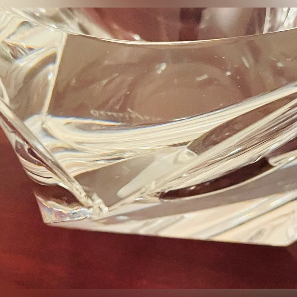 Stunning Vintage Orrefors Sweden Mid-Century Crystal Tornado Heavy Bowl 7 Inch